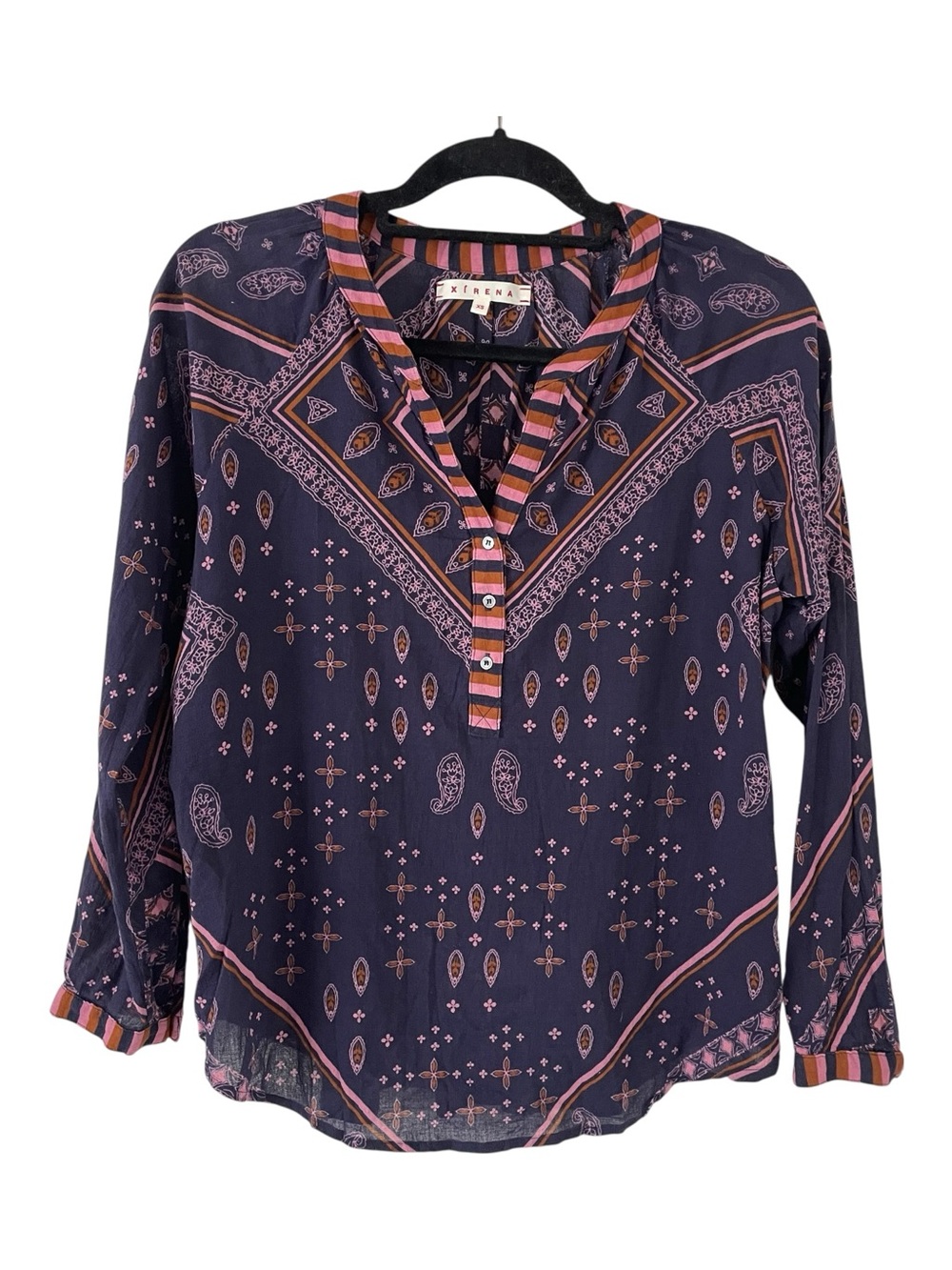 Xirena Cotton Paisley Print Popover Boho Lightweight Top size XS